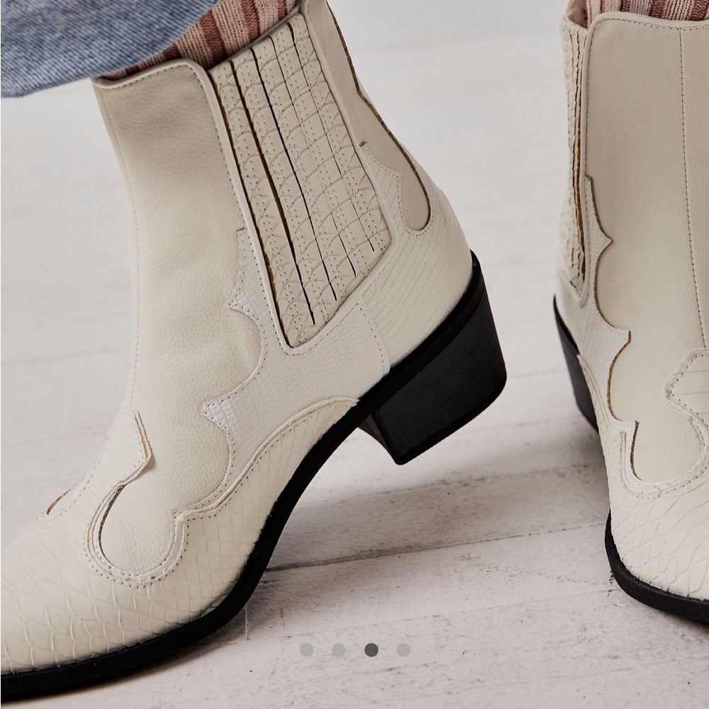 Free People White Ankle Western Boot Vegan Cavalier Boot